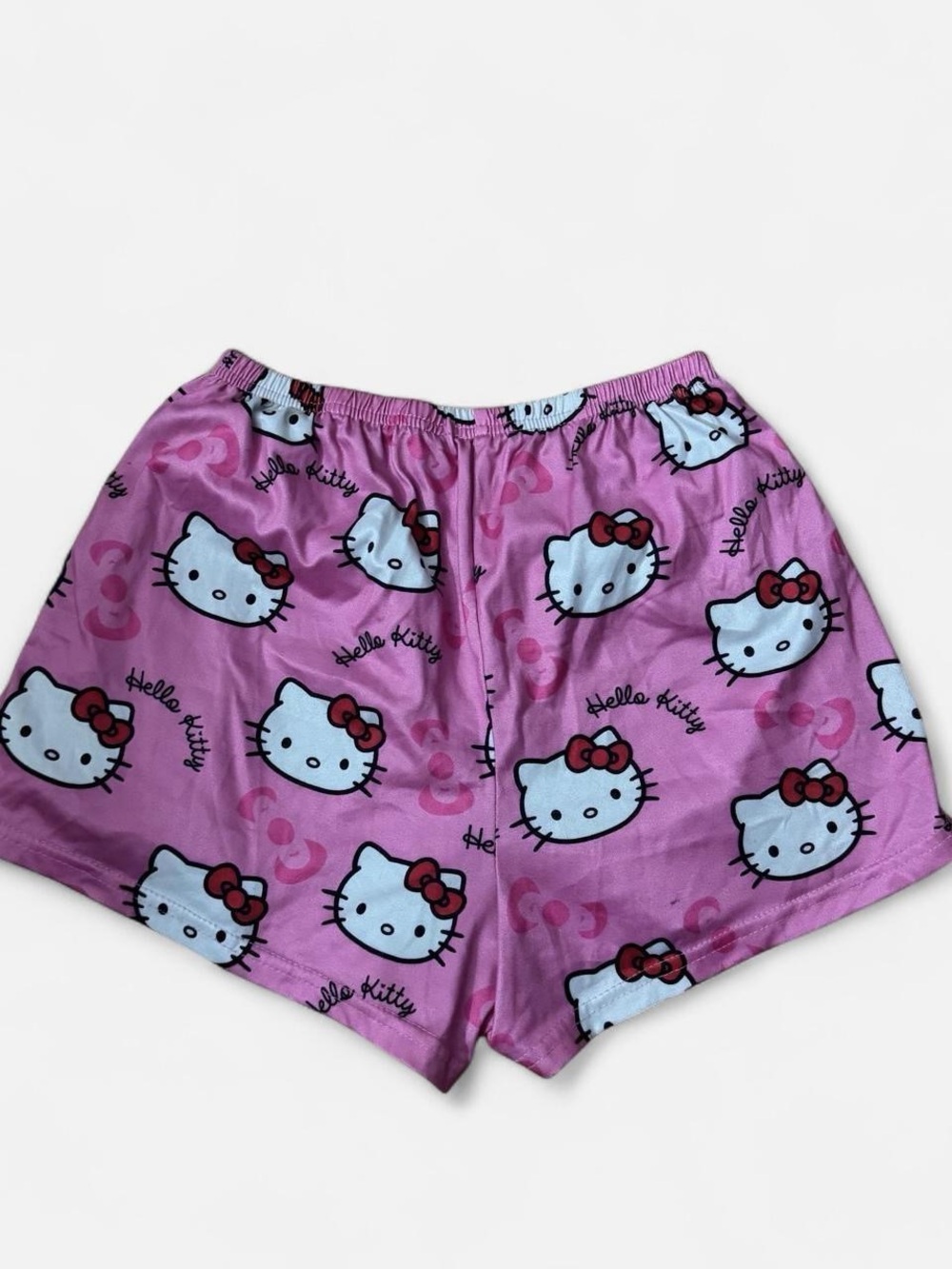 Hello Kitty Pink Satin Lounge Shorts with Character Print